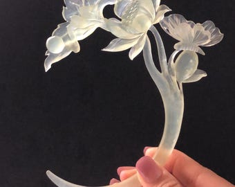 Antique Enamel Floral Silver Hair Pins: Late Qing Dynasty  display picture 3