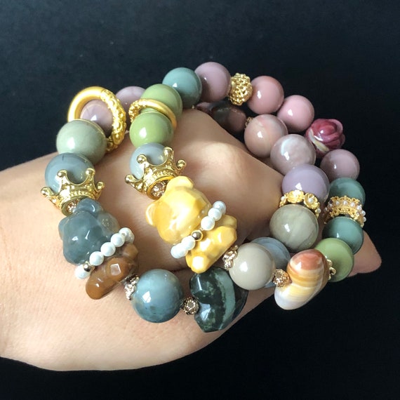 STONE BEAD BRACELET 4 MM LIGHT FOREST STONE BEAD BRACELET 4 MM LIGHT FOREST