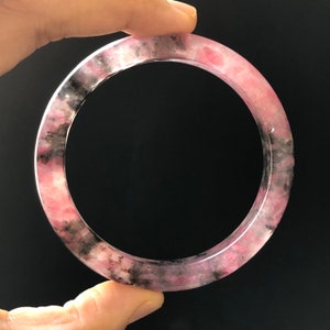 57.6mm Natural Icy Rhodonite Crystal Bangle | Cherry Plum Blossom ...