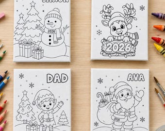 Christmas Canvas Custom Name, Paint Kit for Kids, Marker Kit Santa, 10 by 8 Canvas, Christmas Gift, Paint By Number, Personalized Gift