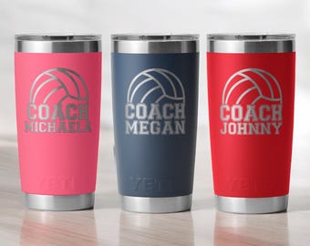 Custom Coach Tumbler, Personalized Yeti, Custom Logo Tumbler, Mom Gift, Volleyball Tumbler, Engraved, 20 oz Mug, Team Tumbler, Coach Gift