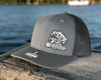 Only Fins Fishing Leather Patch Hat, Flex Fit Hat, Hunting Hats, Hats for Work, Bass Hat, Richardson 112 Personalized, Gift for Him