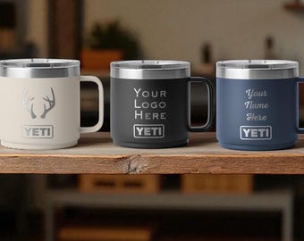 Custom Your Logo Yeti Coffee Tumbler Bulk, 14oz Personalized Mug, Engraved Company Logo, Brand logo, Corporate Gift Tumbler, Gift For Him