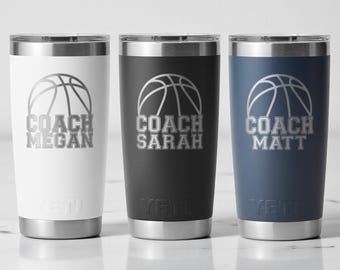 Custom Coach Tumbler, Personalized Yeti, Custom Logo Tumbler, Gift for Dad, Basketball Tumbler,Engraved, 20 oz Mug, Team Tumbler, Coach Gift