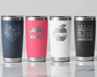 Custom Teacher Tumbler, Personalized Yeti, Custom Logo Tumbler, Gift for Her, School Tumbler,Engraved, 20 oz Mug, Teacher Gift, Graduation