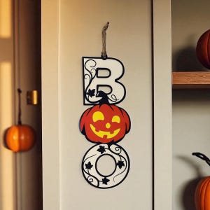 Halloween Door Sign, Halloween Outdoor Decor, Halloween Decor, Halloween Door Hanger, Boo Sign, Halloween Boo Decor,Pumpkin Front Porch Sign