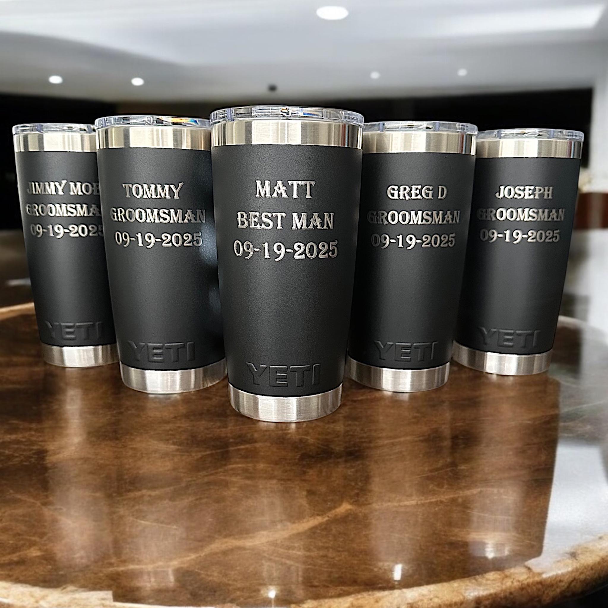 Custom Groomsman Tumbler, Personalized Yeti, Custom Logo Tumbler, Gift for Best Man, Engraved Cup, 20 oz Mug, Usher Gift, Wedding Favor