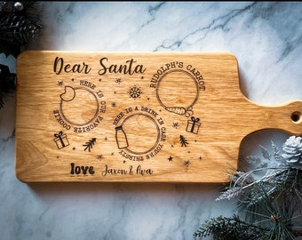 Custom Santa Cookie Plate, Christmas Eve Cookie Tray | Santa Cookie and Milk Platter, Custom Kids Santa Tray, Dear Santa Sign