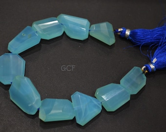 Blue Chalcedony Laser Cut Nuggets Shape Beads , Blue Chalcedony Tumble Nuggets Beads , Sold By Strand , 7 Inches , 14x22 - 20x32 mm , 30411