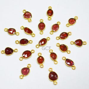 Mozambique Garnet Faceted Free Form Shape Connector , Mozambique Garnet Double Bail Bezel Connector , Sold By Piece , 7x9 - 9x12 mm , 7234