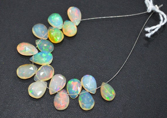 Natural Ethiopian Opal Smooth Pear Beads | 4x6 mm to 7x10 mm | Opal Jewelry  Making Beads | 16 Inches Full Strand | Price Per Strand