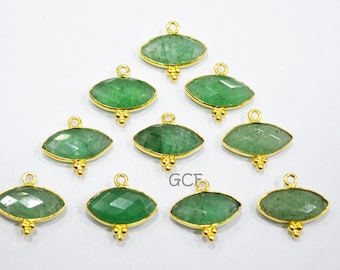 Green Strawberry Quartz Faceted Marquise Shape Connector , Green Strawberry Quartz Bezel Connector , Sold By Piece , 8x15 mm , RB-7059