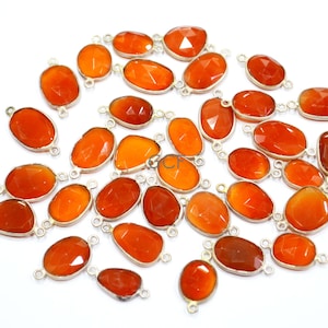 Red Onyx Faceted Slice Shape Connector , Red Onyx Double Bail Free Form Shape Bezel Connector , Sold By Piece , 11 - 18 mm , RB-5511