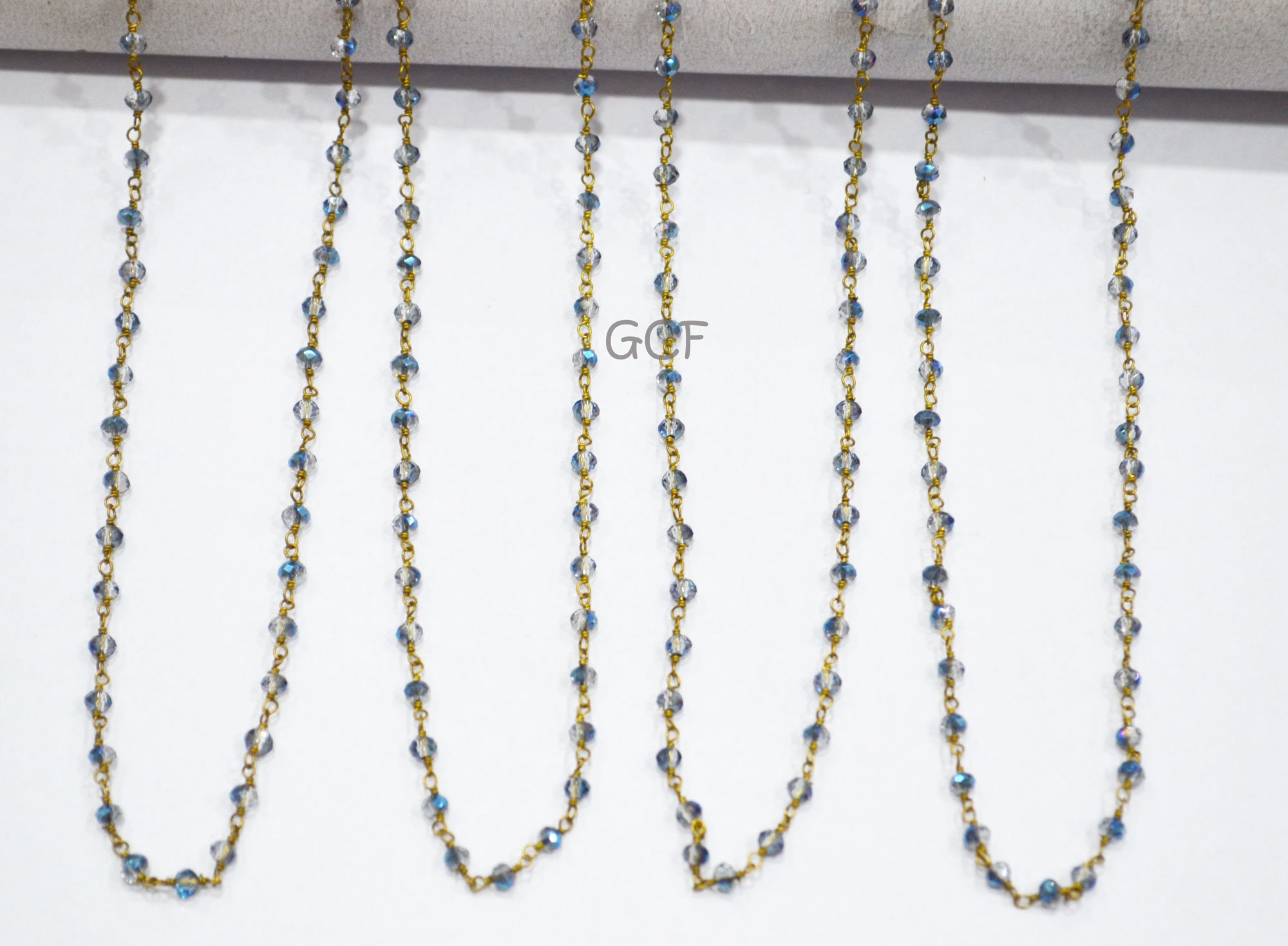 Mystic Blue Pyrite Hydro Quartz Faceted Rondelle Rosary Beaded