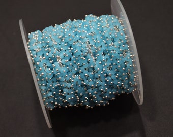 Aquamarine Hydro Quartz Faceted Rondelle Shape Grape Chain , Aquamarine Hydro Quartz Angoori Cluster Chain , 2.50 - 3 mm , RB-5217