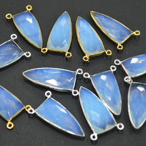 Opalite Faceted Arrowhead Shape Connector  , Opalite Arrowhead Shape Double Bail Bezel Connector , Sold By Piece , 14x28 mm , RB-6741