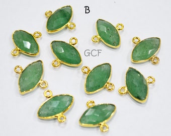 Green Strawberry Quartz Faceted Marquise Shape Connector , Green Strawberry Quartz Bezel Connector , Sold By Piece , 9x17 mm , RB-6852