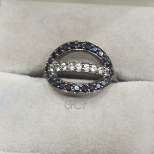 92.5 Sterling Silver Victorian Pave Diamond Ring , Black Onyx Fancy Shape Ring , December Birthstone Ring , Victorian Jewelry  , 30475