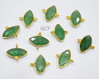 Green Strawberry Quartz Faceted Marquise Shape Connector , Green Strawberry Quartz Bezel Connector , Sold By Piece , 12x17 mm , RB-6853