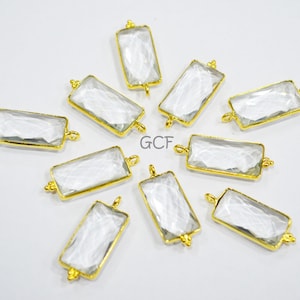Crystal Faceted Baguette Shape Connector  , Crystal Baguette Shape Single Bail Bezel Connector , Sold By Piece , 11x21 mm , RB-7007