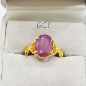92.5 Sterling Silber Ring, Rubin Glas filled Facettiert Oval Form Ring , Juli Geburtsstein Ring , Verlobungsring , Fertige Komponente , 30568