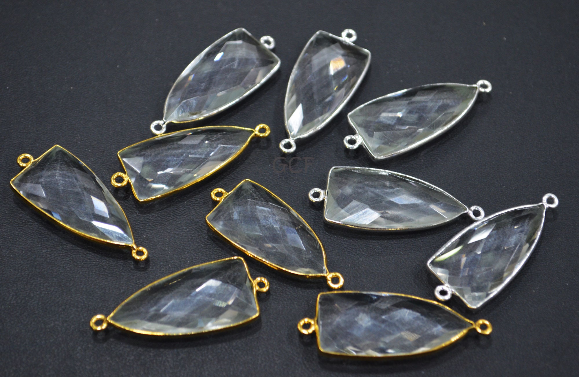 Crystal Faceted Arrowhead Shape Connector , Crystal