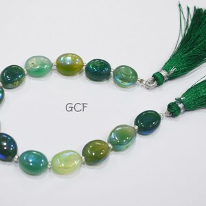 Shaded Emerald Quartz Metallic AB Coated Beads ,Emerald Quartz Smooth Oval Shape Beads ,Sold By Strand , 7 Inches , 10x12 - 11x14 mm , 30611