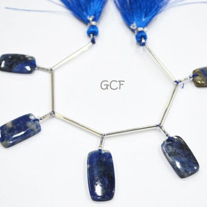 5 Pieces In A Strand Lapis Lazuli Baguette Shape Beads , Lapis Lazuli Smooth Briolettes , Sold By Strand , 9x18 - 12x25 mm , 30699