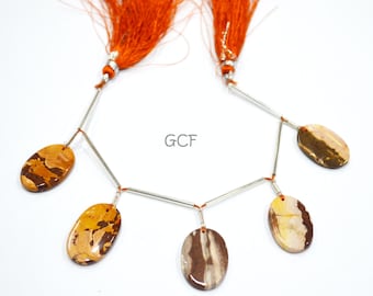 5 Pieces In A Strand Picture Jasper Oval Shape Beads , Picture Jasper Smooth Oval Briolettes , Sold By Strand , 11x22 - 16x25 mm , 30780