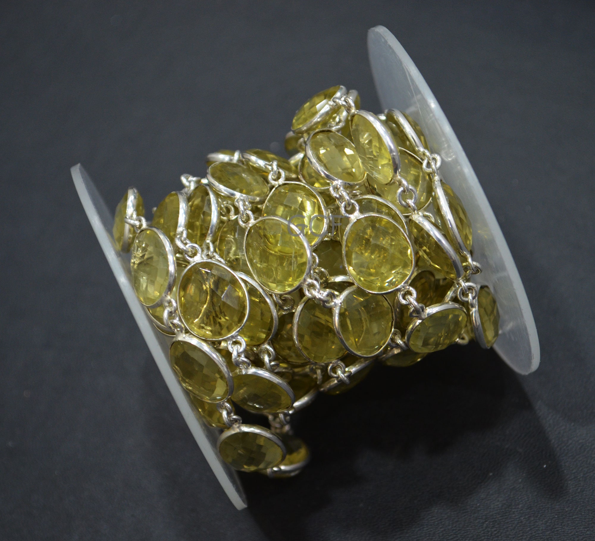 Natural Lemon Quartz Faceted Egg Shape Connector Chain