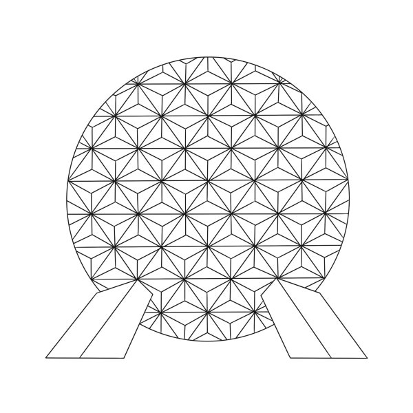 Spaceship Earth Line Art Instant Download / Theme Park Inspired Wall Art / Minimalist Wall Art / Instant Download Wall Art