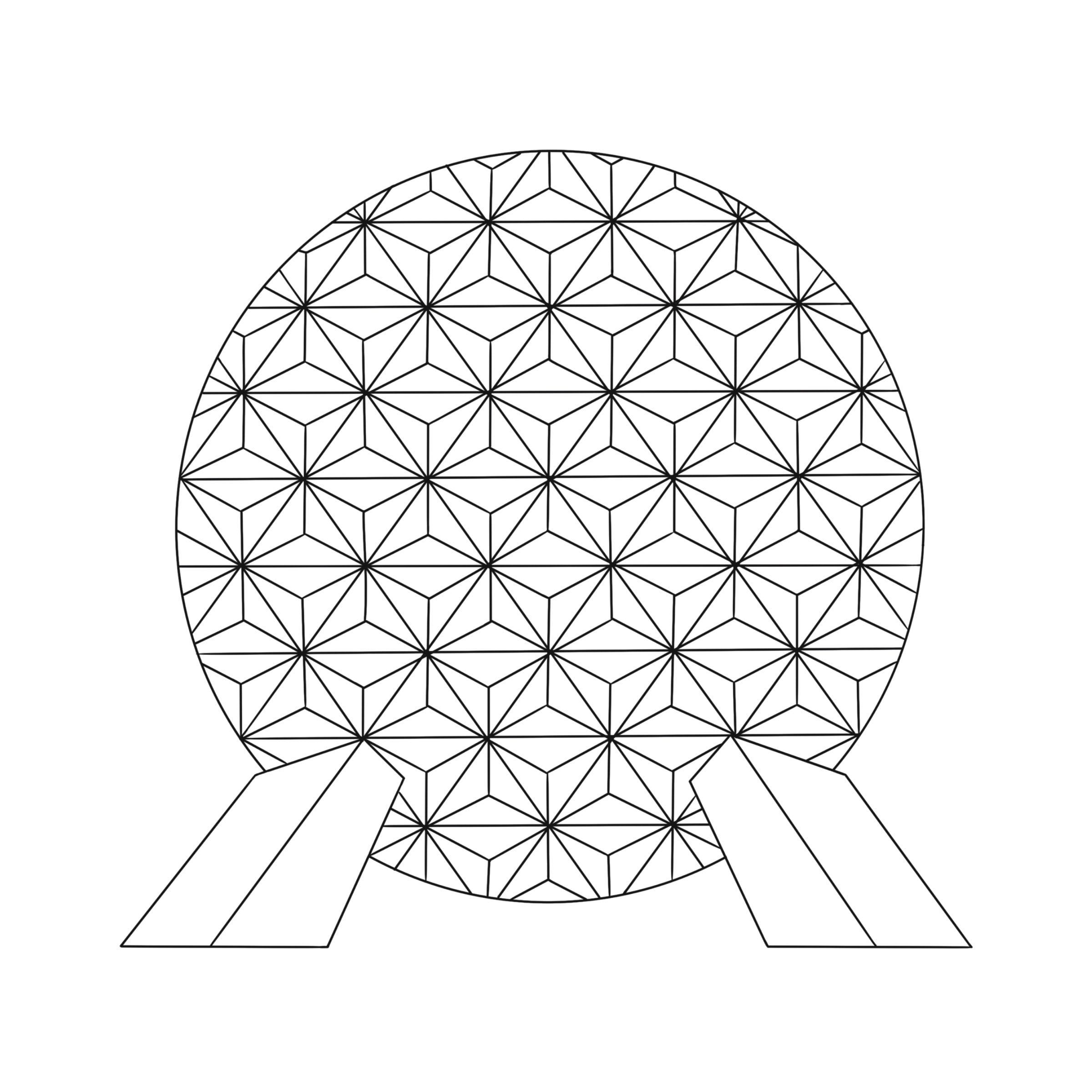 Spaceship Earth Line Art Instant Download / Theme Park - Etsy