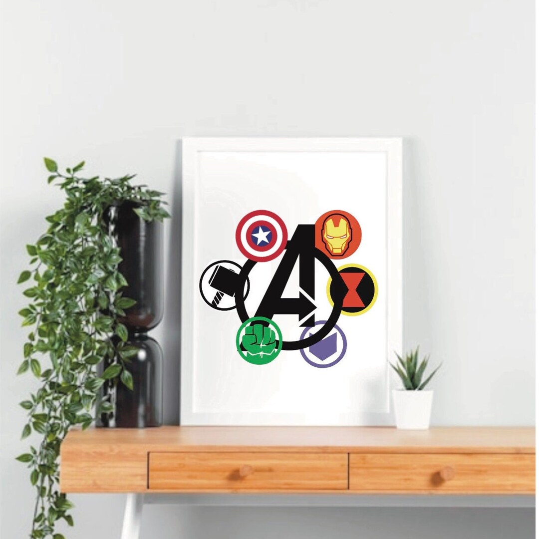 Avengers Logo Digital Print / Avengers Inspired Wall Art / Marvel Wall ...