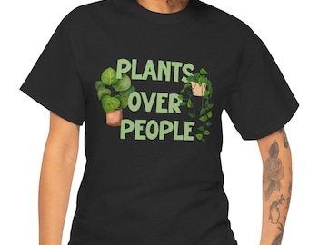 Plants Over People Unisex Tee, Funny Plant Lover Shirt, Gift for Gardeners, Cactus Enthusiast Apparel, Introvert T-Shirt, Plant Parent Tee