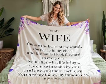 To My Wife – You Are My Heart, My Peace, My Forever, Cozy Gift Blanket from Husband, Gift For Wife, Unusual, Unique, Bedding, Valentines