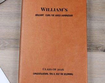 Brilliant Fun Personalized Graduation Journal, Plan for World Domination, Graduate , Class of 2026, Custom Name Grad Gifts for Her, for Him
