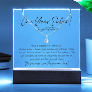 1 Year Sober Gift, One Year Sobriety Necklace, AA 1 Year Sober, Acrylic Plaque Display, Congratulations On A Years Sobriety, 1 Year Recovery