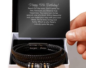 18th Birthday Gift, Bracelet for Him, Son, Grandson, Nephew, Godson 18th Birthday, Gift Ideas for 18th, Teen Boy Gifts, Happy 18th Gift Idea