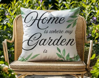 Outdoor Pillow, Home Is Where My Garden Is, Garden Cushions, Outdoor Living, Classic Plant Design Fabric, Outdoor Furniture, Gardener Pillow
