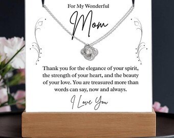 Para mi maravillosa mamá: placa acrílica iluminada y collar, regalo para el Día de la Madre, letrero conmemorativo con luz LED para mamá, de hija, de hijo.
