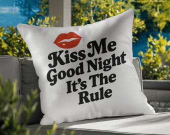Kiss Me Goodnight Pillow, Cute Cozy P Illow for Night Time, Gift for Spouse, Husband, Wife, Funny Cushion for The Bed, Sofa, Ideal Gift