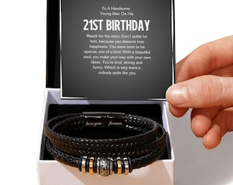 21st Birthday Gift for Him, 21st Birthday Bracelet, Jewelry for 21st Birthday, for Son, Grandson, Nephew, Godson, 21st Birthday for Man,boy
