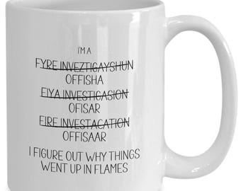 Fire Investigation Officer Gift, Fireman Present, Emergency Worker Coffee Mug, New Job Gift, Thank You, Appreciation, Christmas, Fathers Day
