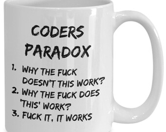 Coders Coffee Mug, Computer Programmer Mug, Funny Programmer Gift, Computer Code, Programmer Mug, Computer Geek Gifts, Rude, Profanity Coder