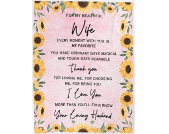 To My Beautiful Wife,  Magical Love Blanket, Valentines, Birthday, Christmas Gift For Wife, Gift From Husband, Unique, Unusual Present