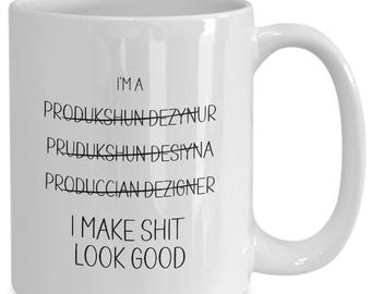 Gift for Production Designer, Funny Art, Creative Direcor Coffee Mug, Thank You, Appreciation, New Job Gif