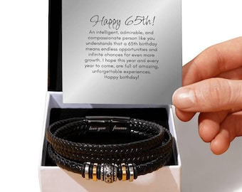 65th Birthday Gift for Him, for Men, Bracelet for 65th, Happy 65th Birthday, 65th Gift for Friend, Brother, Husband, Dad, Grandad