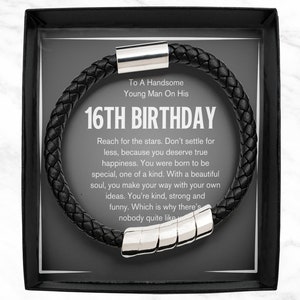 16th Birthday Gift, for Son, Grandson, Nephew, Godson, Teenage Boy Bracelet, 16th Birthday Boy, Sixteenth Birthday, Happy 16th Present Ideas