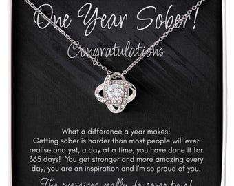 One Year Sober Necklace, Congratulations On A Years Sobriety, 1 Year Sober Gift, Alcoholics Anonymous, AA Sobriety Gift, 1 Year Recovery