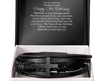 13e verjaardagscadeau voor zoon, kleinzoon 13e verjaardagscadeau, gelukkige 13e verjaardag armband voor jongen, 13e verjaardag jongens sieraden, cadeau voor tiener